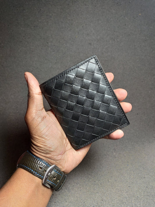 Noir Grid — Vertical Bi-Fold Wallet (WC-V5)